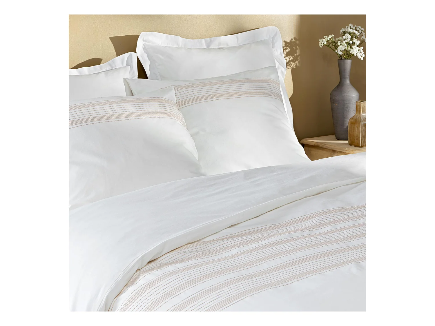 Parure de Lit 3 Pièces "Opera" 260x240cm Blanc