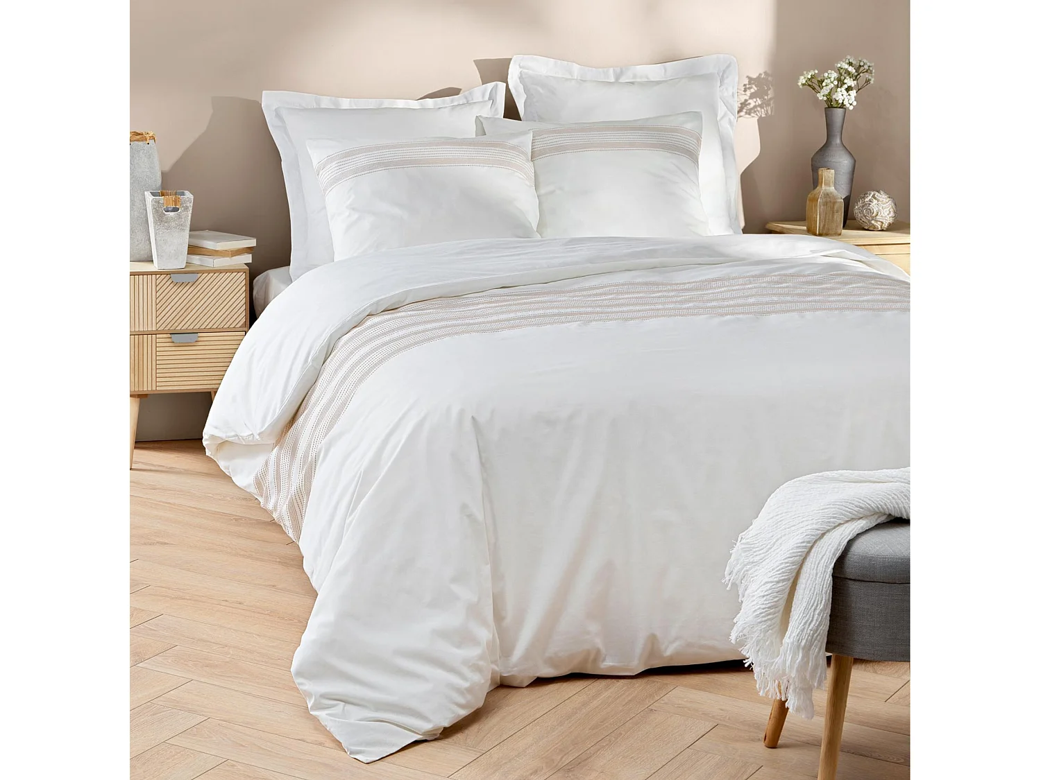 Parure de Lit 3 Pièces "Opera" 240x220cm Blanc