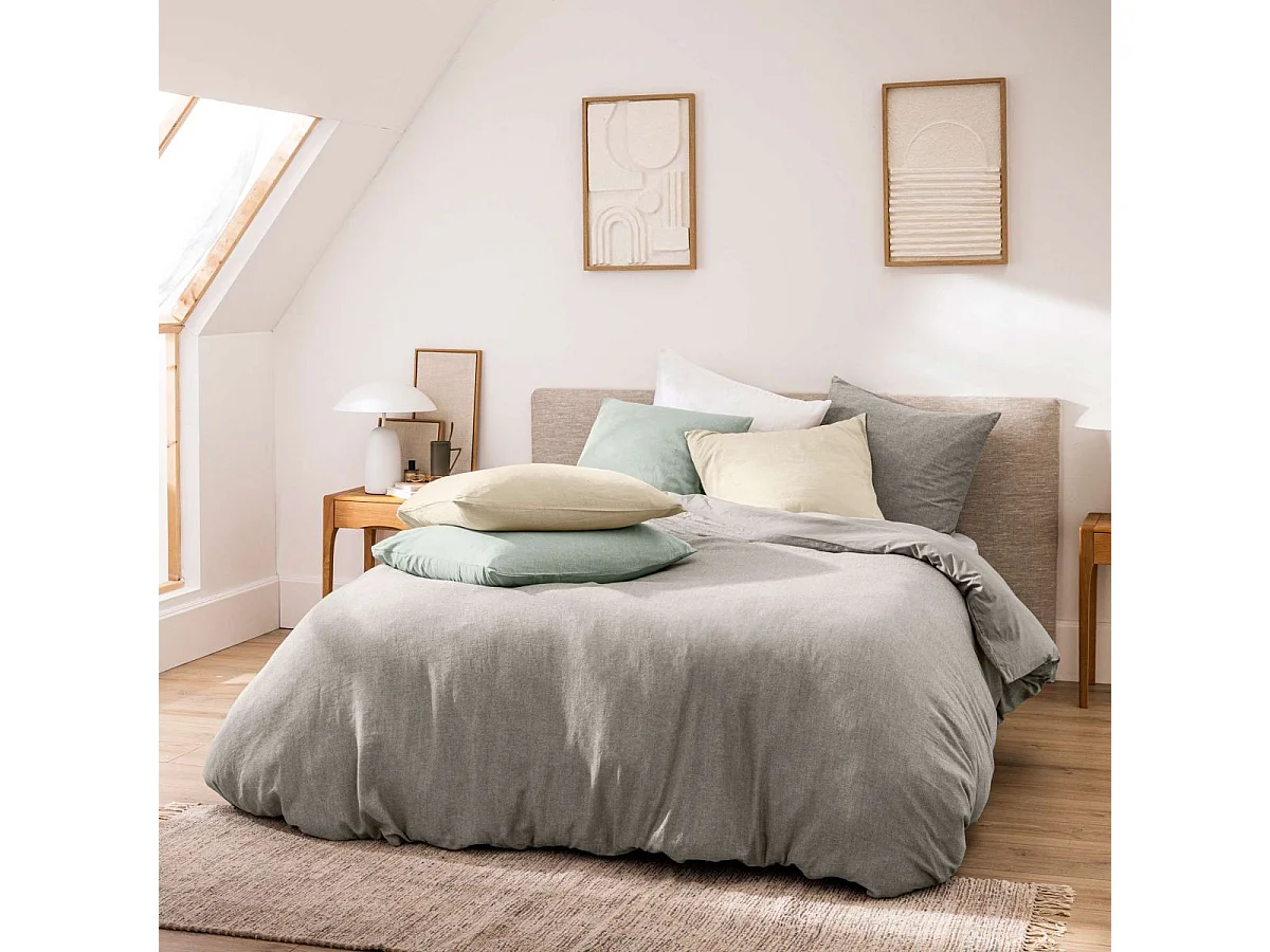 Parure de Lit 3 Pièces "Meline" 240x220cm Anthracite