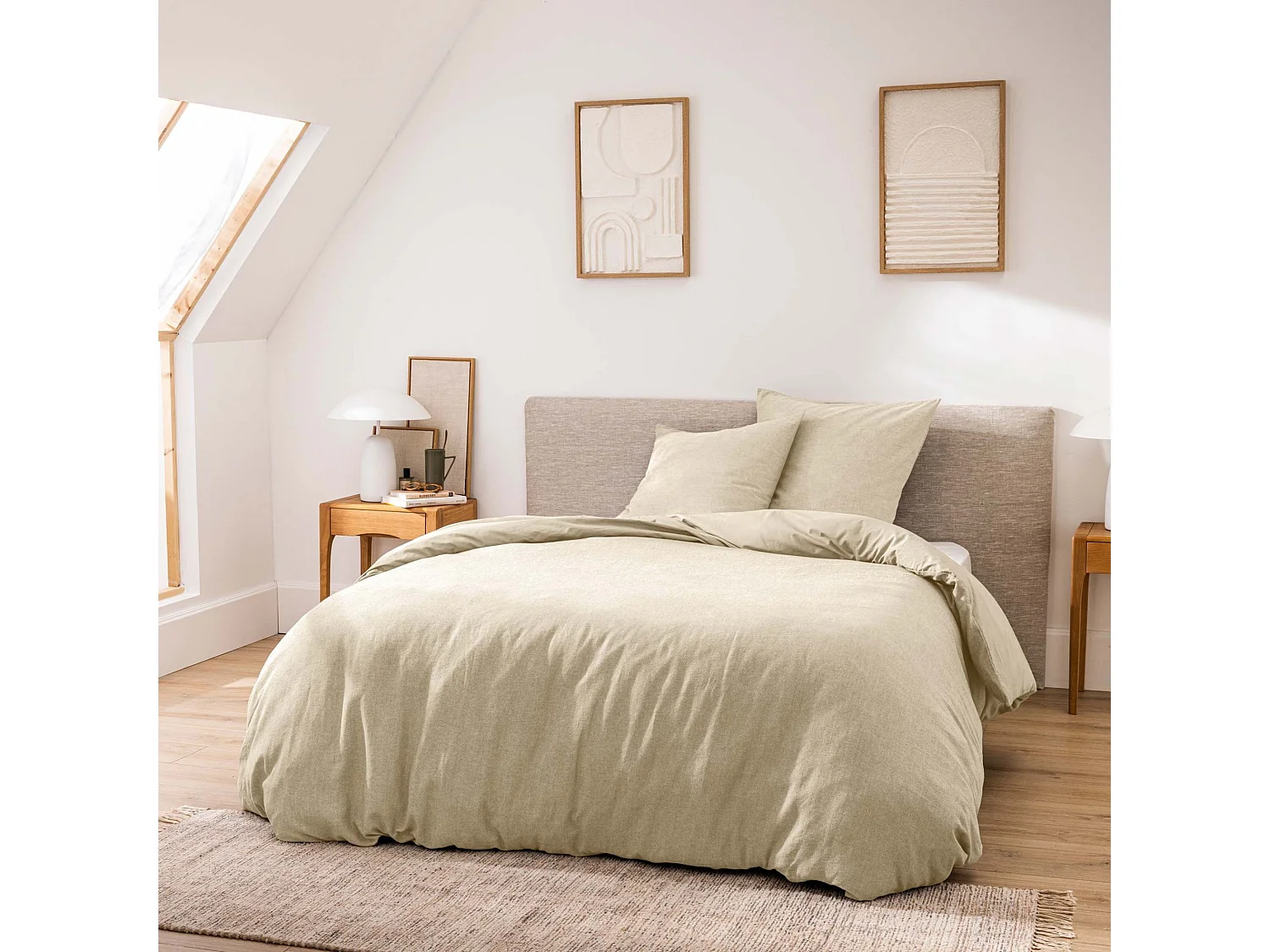 Parure de Lit 3 Pièces "Meline" 240x220cm Sable