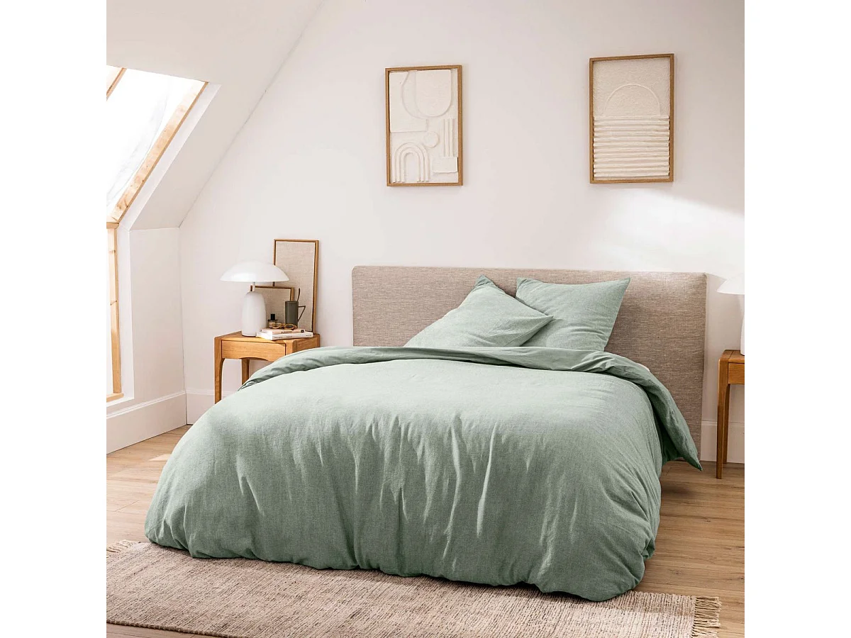 Parure de Lit 3 Pièces "Meline" 240x220cm Sauge