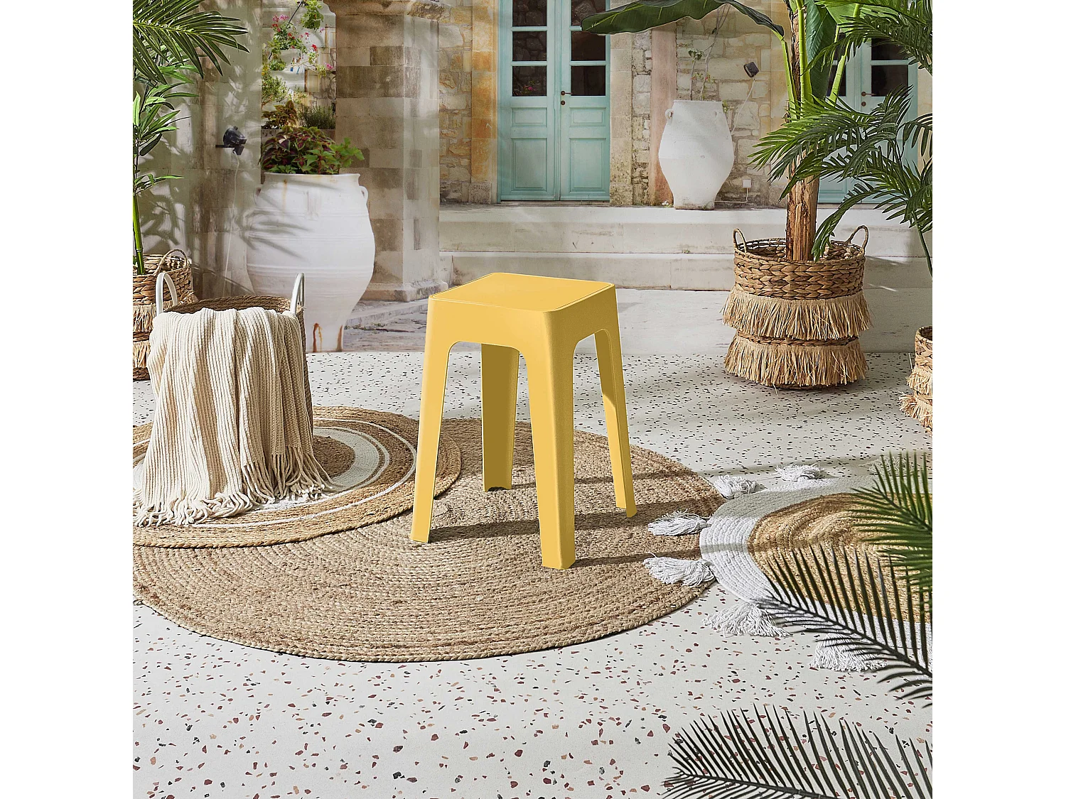 Tabouret - HOME DECO FACTORY - Empilable - Jaune