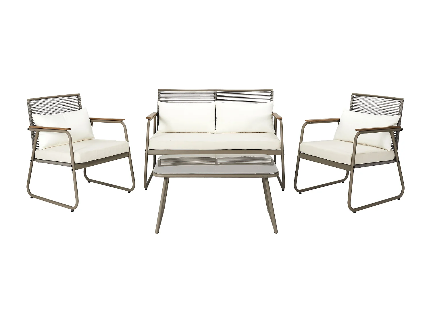 Salon De Jardin Palma Beige 4 Pcs Beige