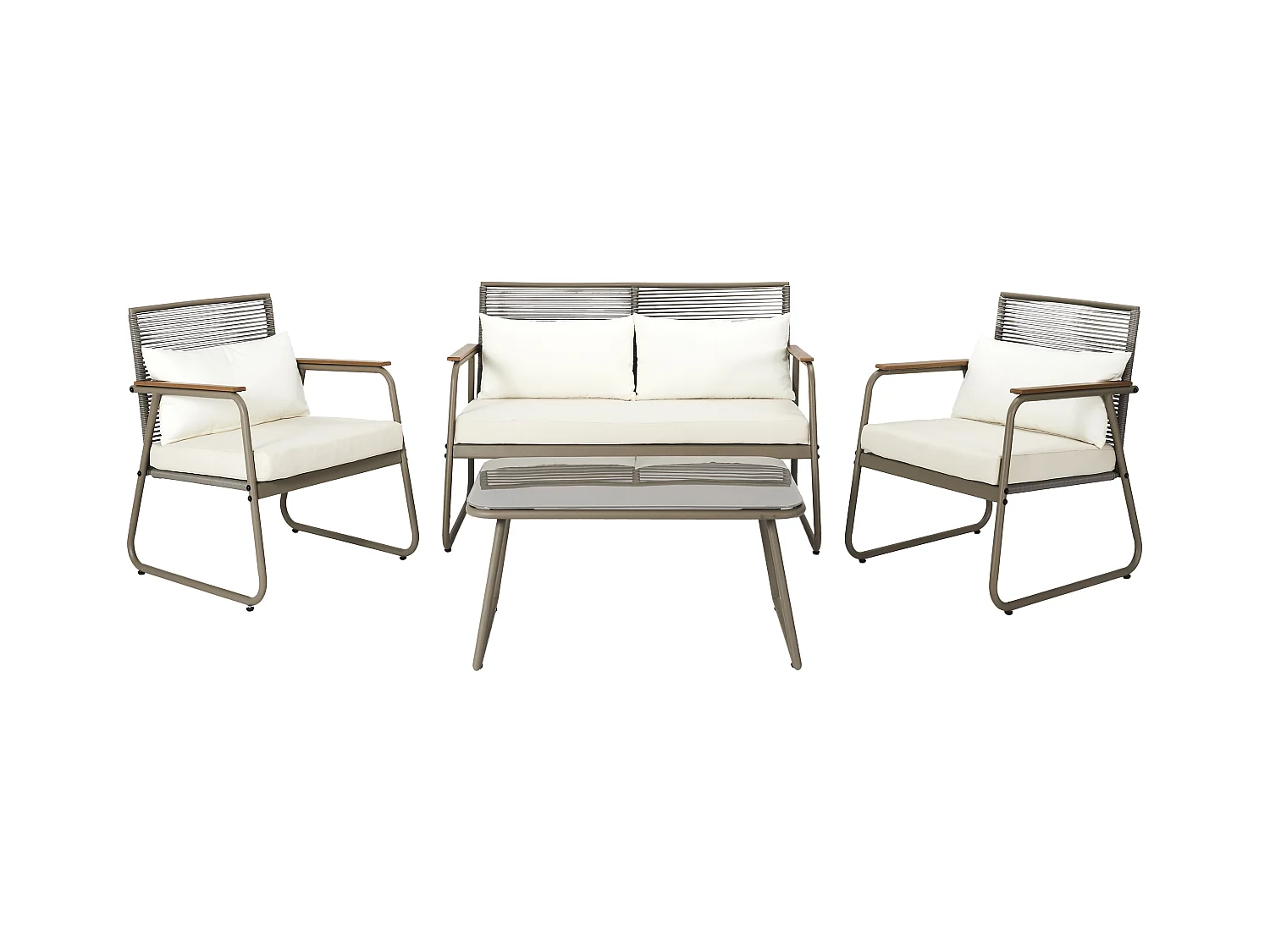 Salon De Jardin Palma Beige 4 Pcs Beige