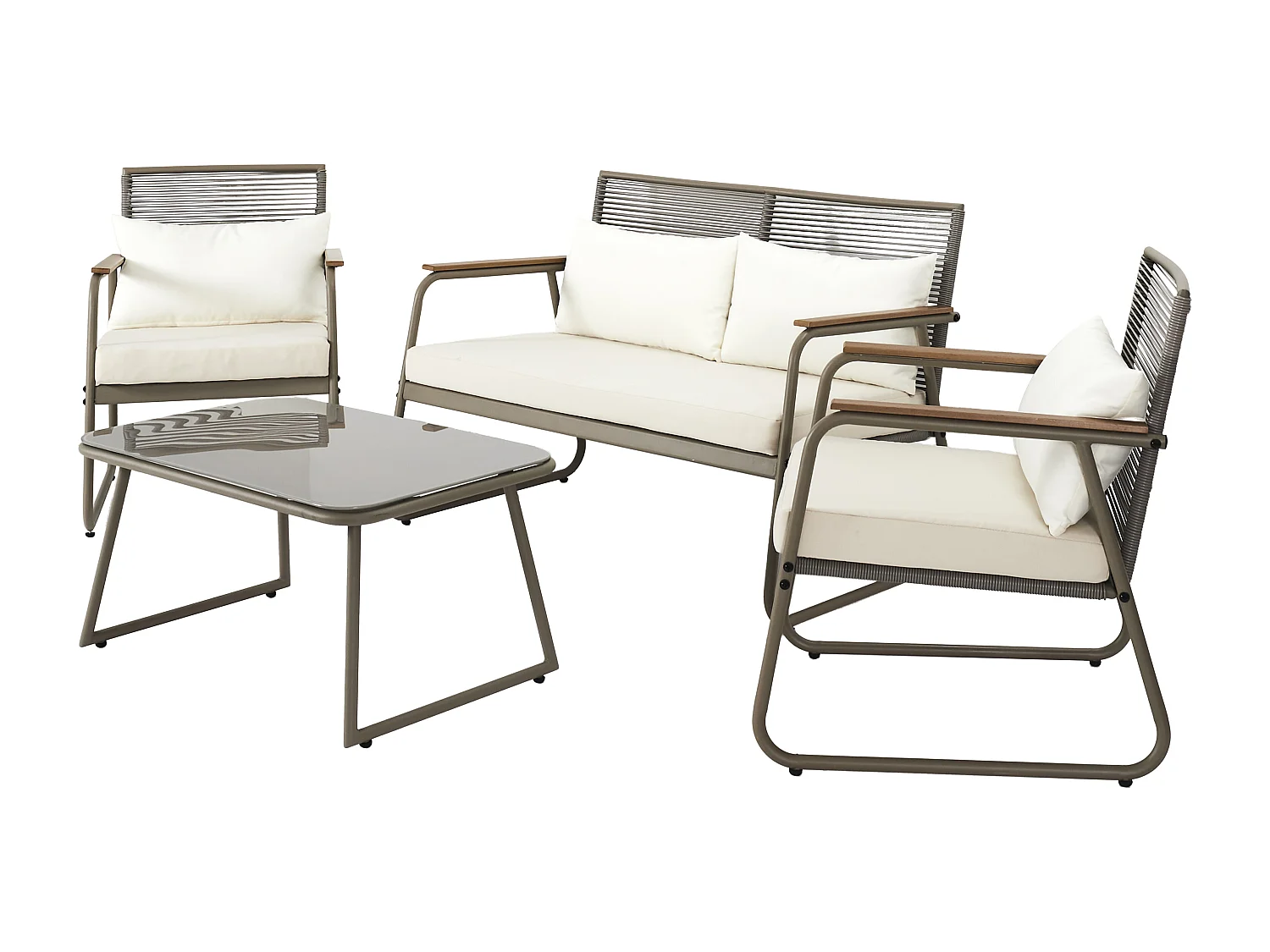 Salon De Jardin Palma Beige 4 Pcs Beige