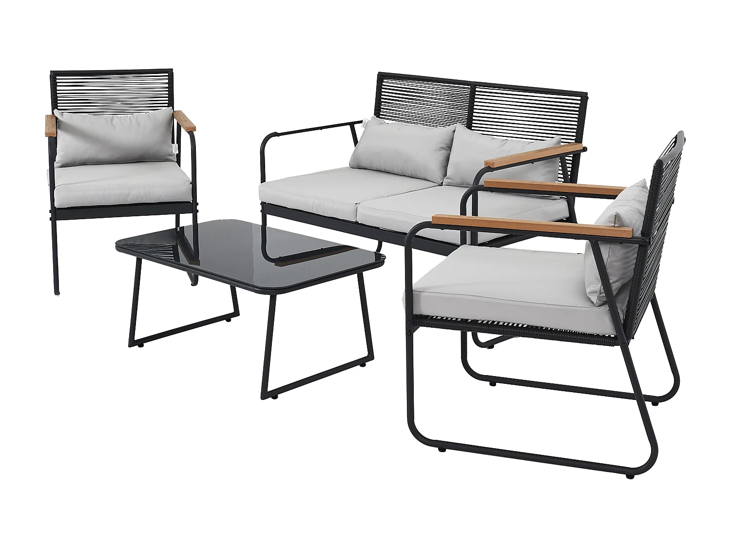 Salon De Jardin Palma Gris 4 Pieces Gris