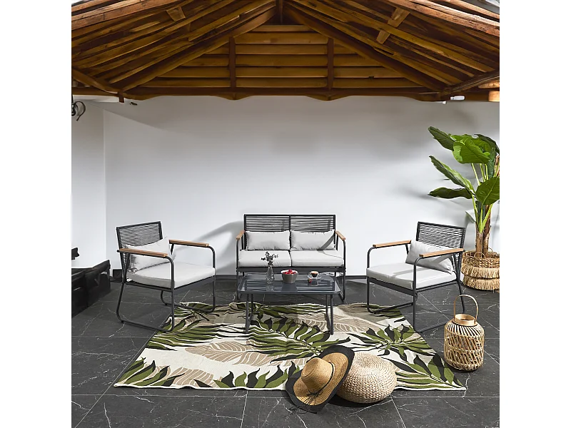 Salon De Jardin Palma Gris 4 Pieces Gris