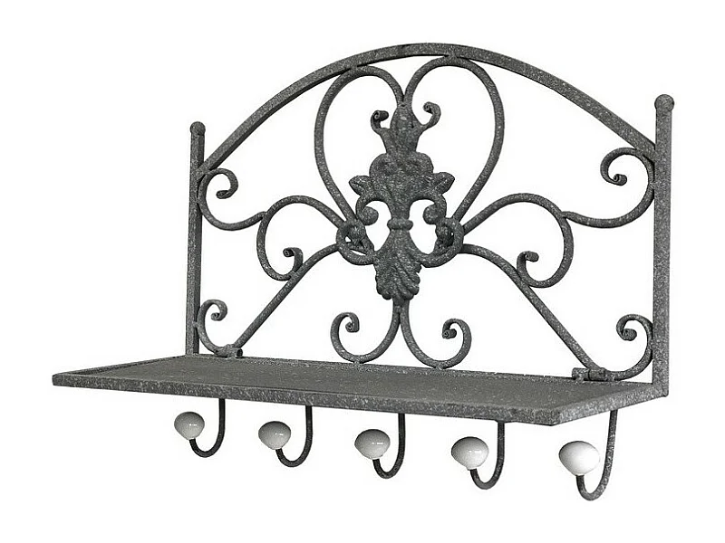 Porte manteaux étagère en métal gris 51 x 38 x 18.5 cm