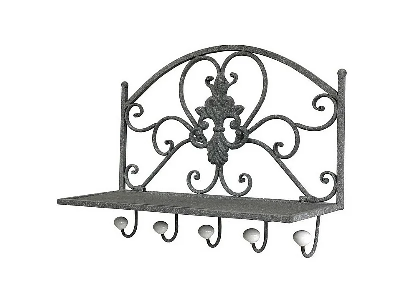 Porte manteaux étagère en métal gris 51 x 38 x 18.5 cm