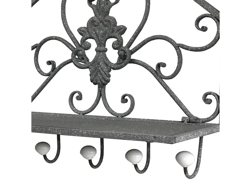 Porte manteaux étagère en métal gris 51 x 38 x 18.5 cm