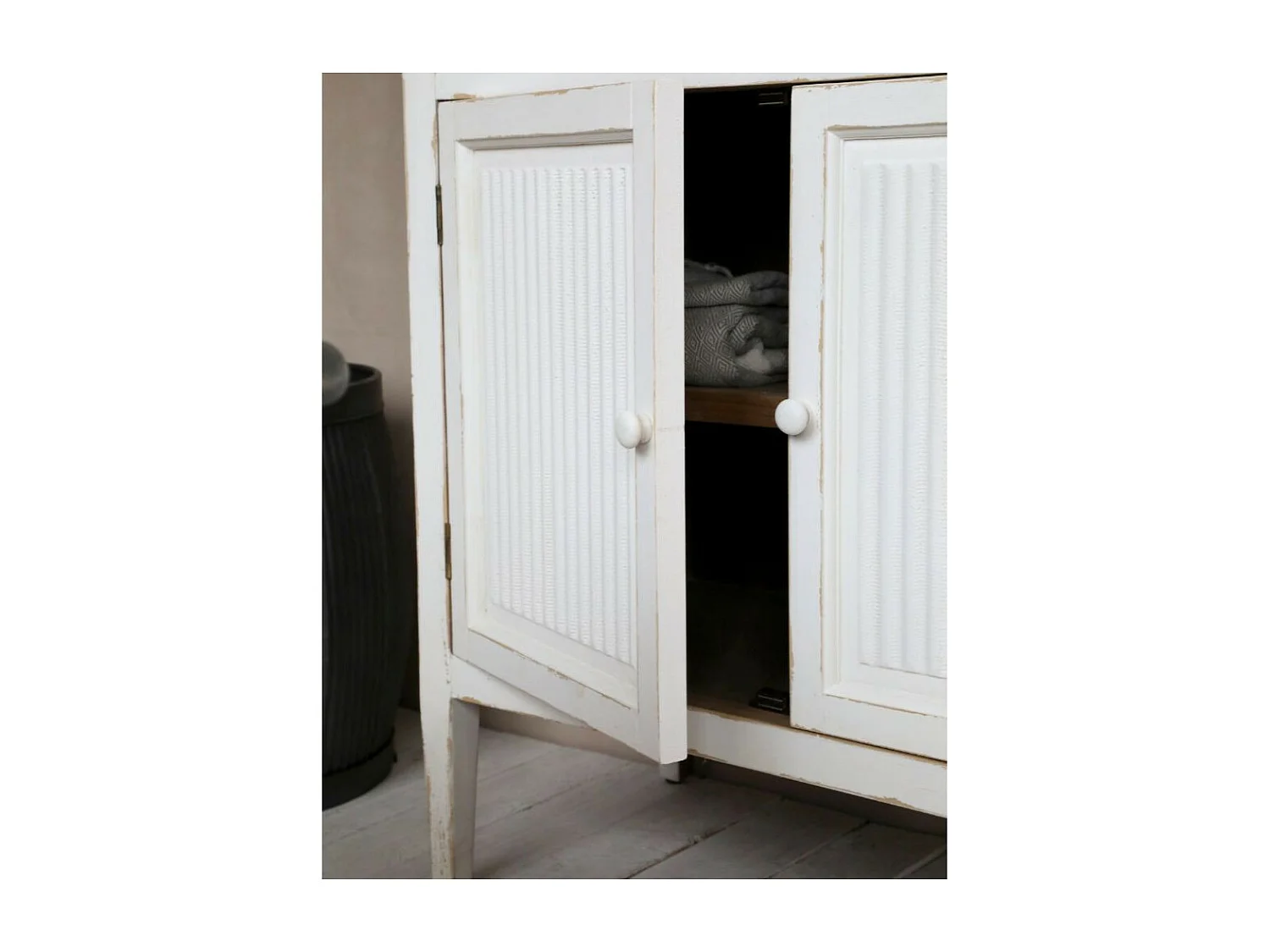 Meuble d'appoint buffet en bois blanc antique 83 x 41 x 91.5 cm