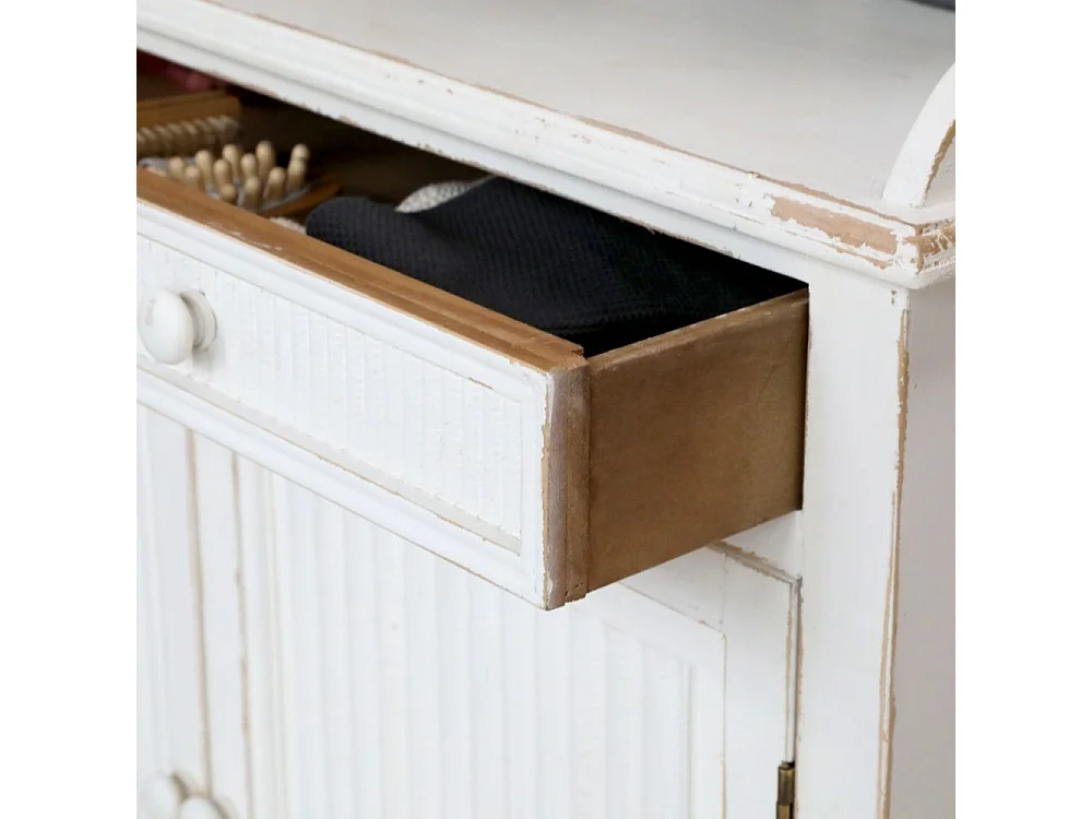 Meuble d'appoint buffet en bois blanc antique 83 x 41 x 91.5 cm