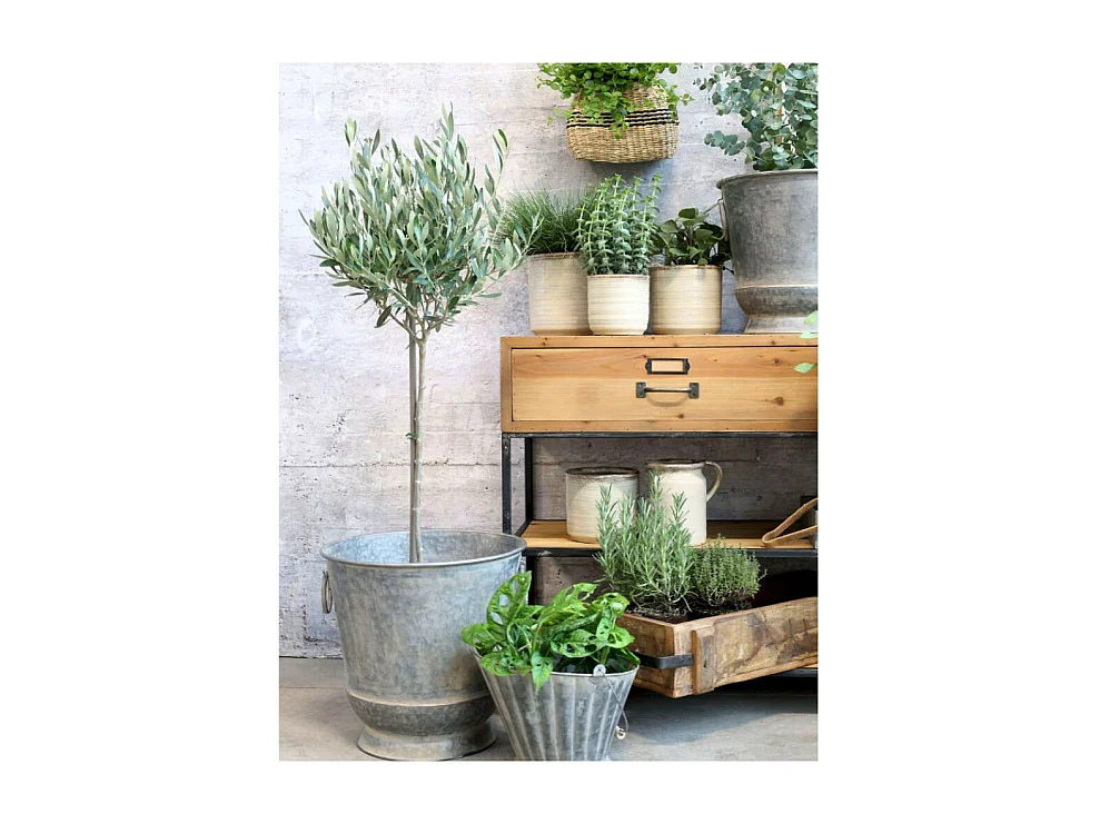 Meuble buffet en bois de sapin marron et fer noir 124 x 42 x 72 cm