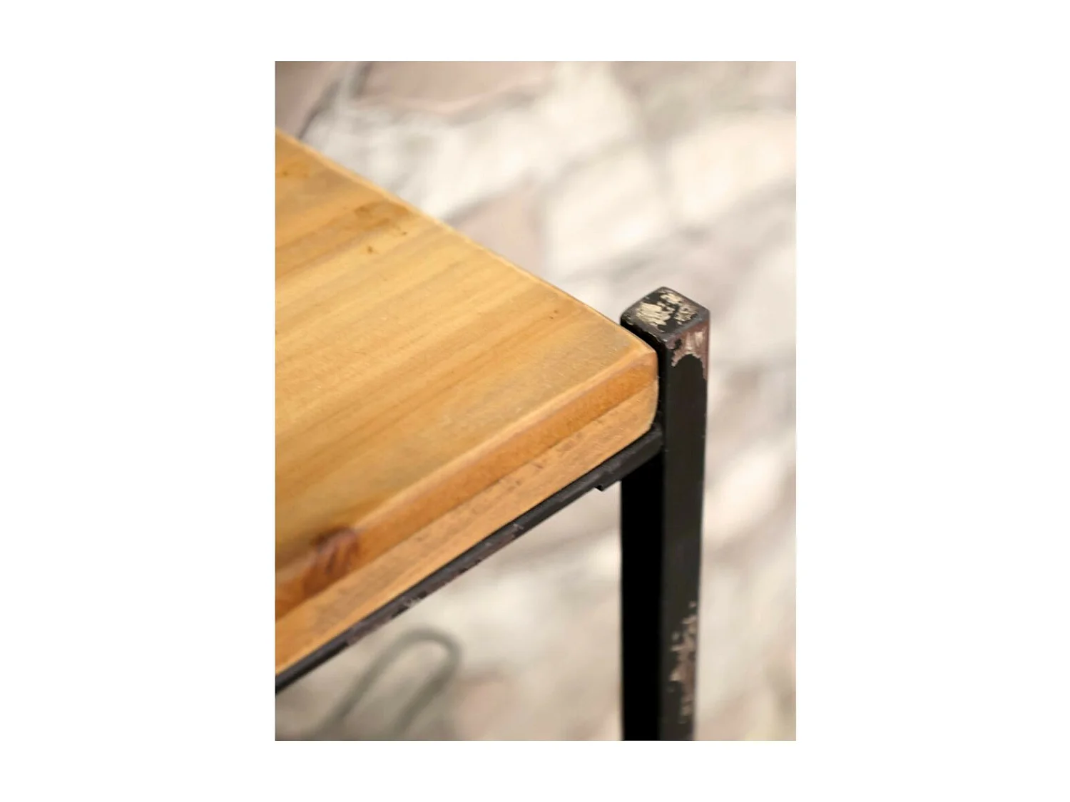 Meuble buffet en bois de sapin marron et zinc gris 133 x 32.5 x 77 cm