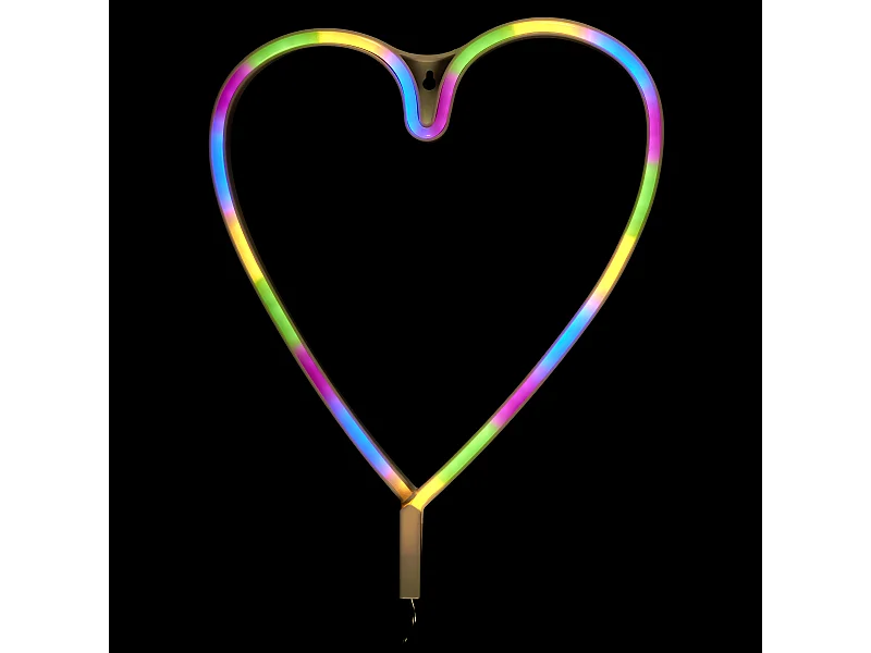 Lampe Led Effet Neon Coeur Arc En Ciel Usb Multicolore