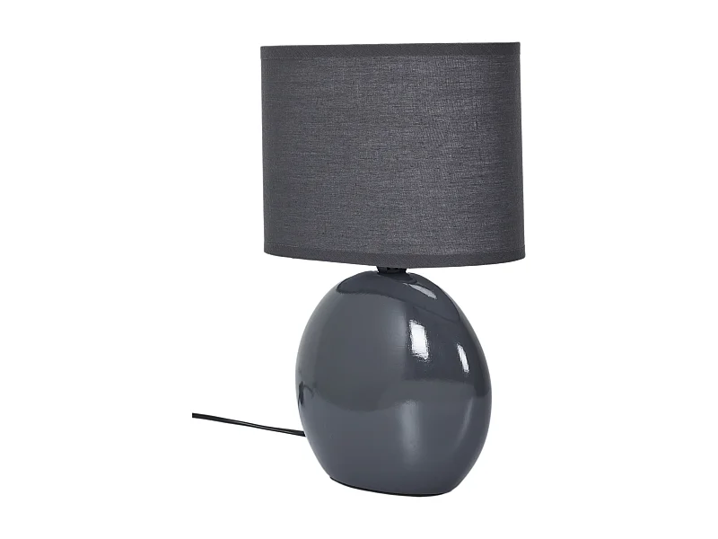 Lampe Ceramique Ovale Gris Antracite H30cm Noir
