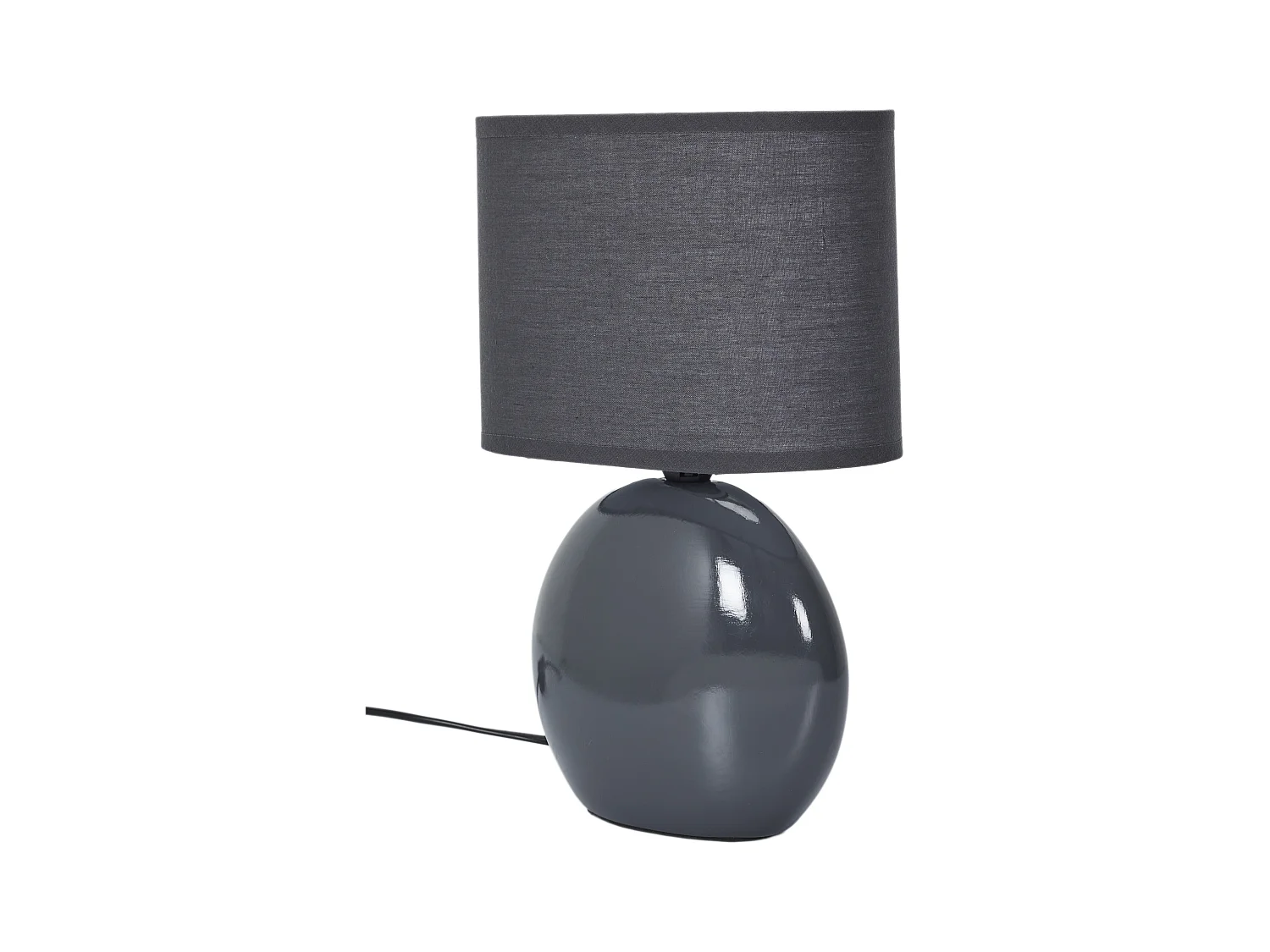 Lampe Ceramique Ovale Gris Antracite H30cm Noir