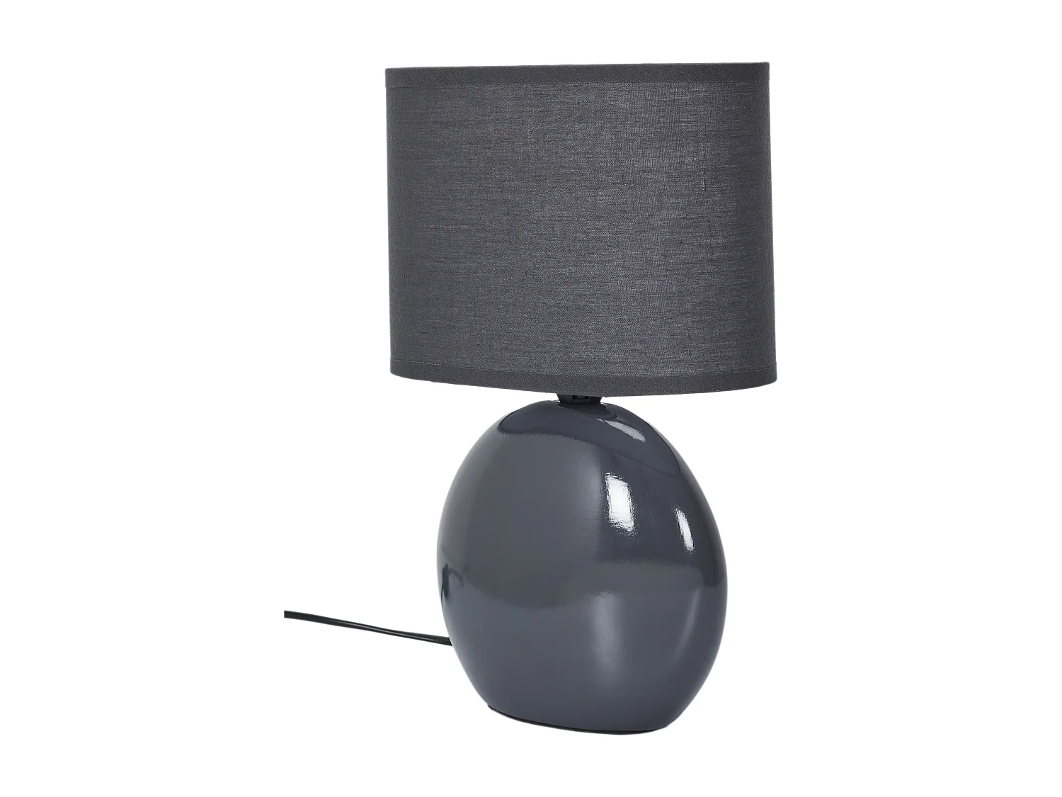 Lampe Ceramique Ovale Gris Antracite H30cm Noir