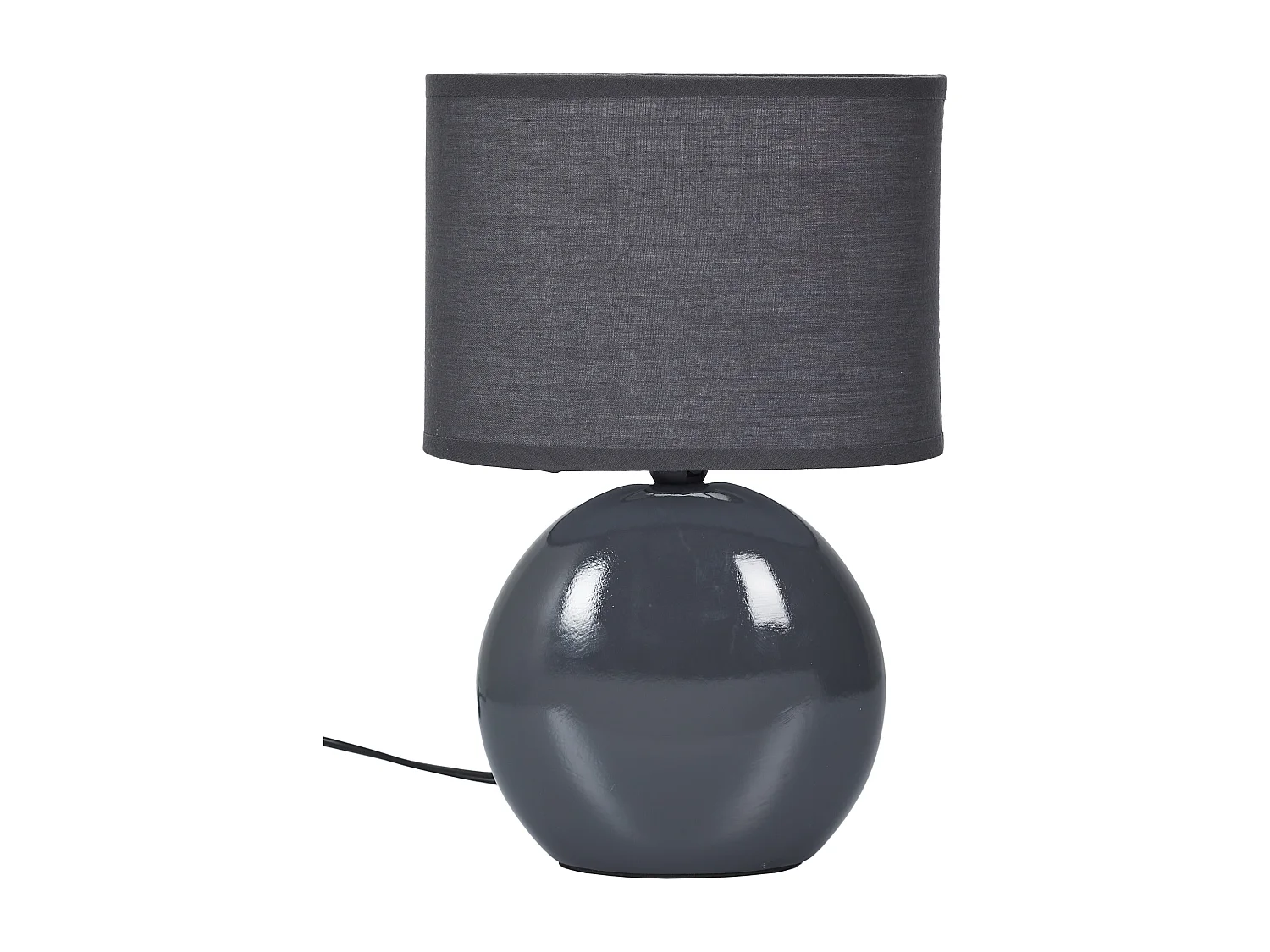 Lampe Ceramique Ovale Gris Antracite H30cm Noir