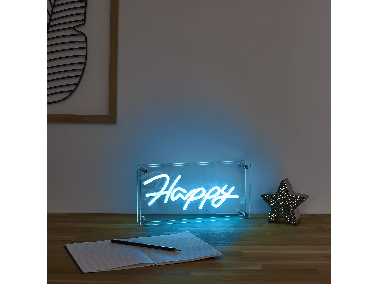 Lampe Acrylique Happy Bleu