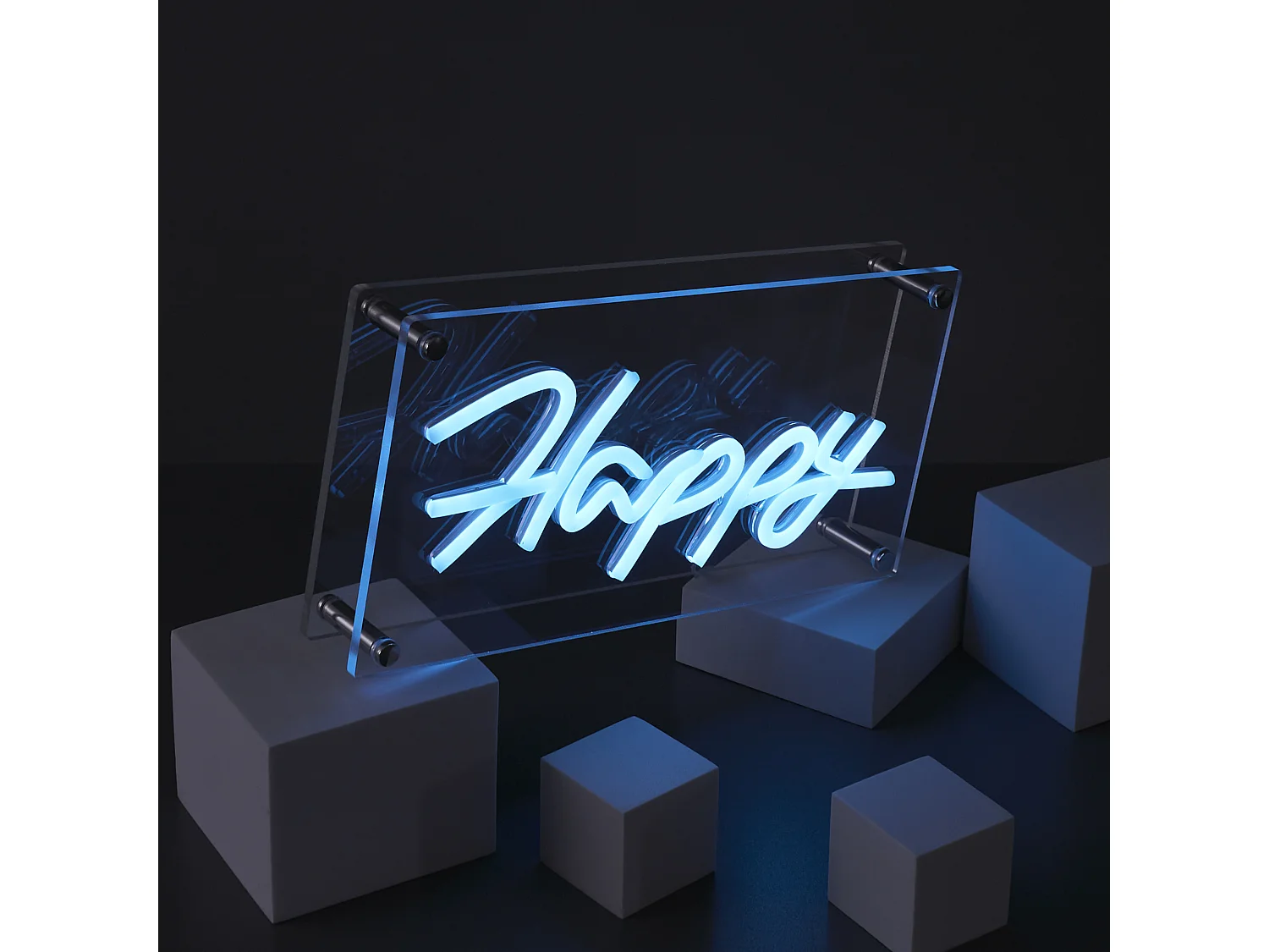 Lampe Acrylique Happy Bleu