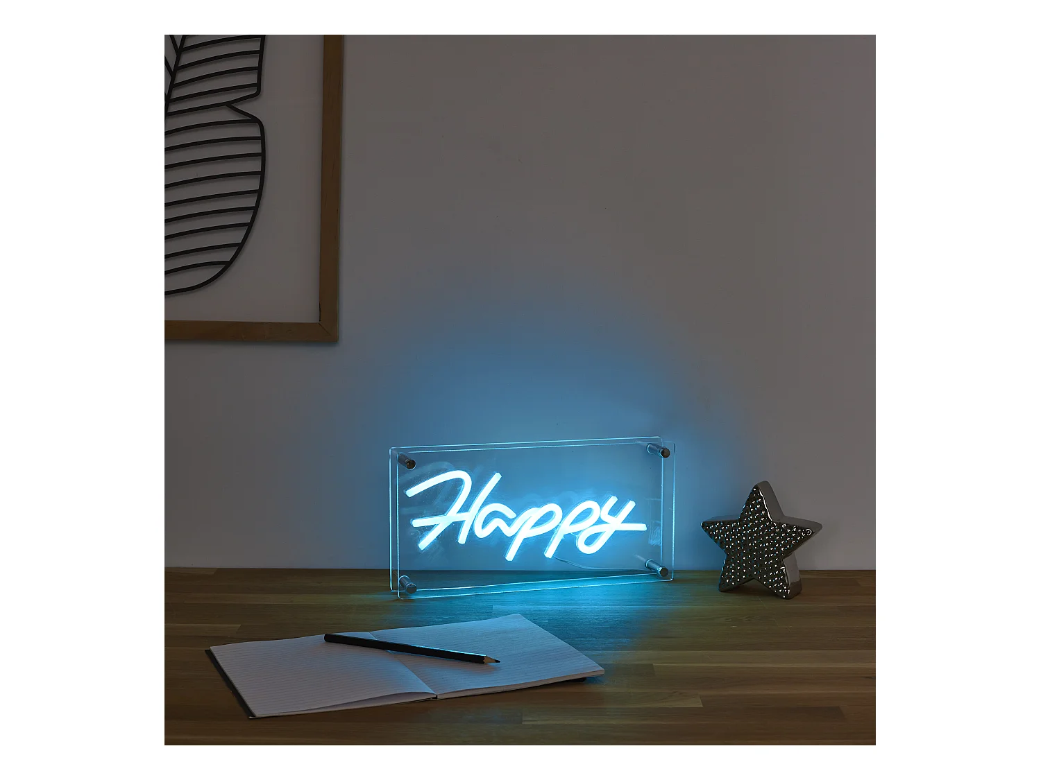 Lampe Acrylique Happy Bleu