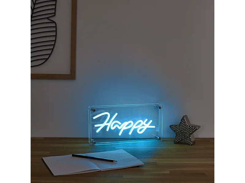 Lampe Acrylique Happy Bleu