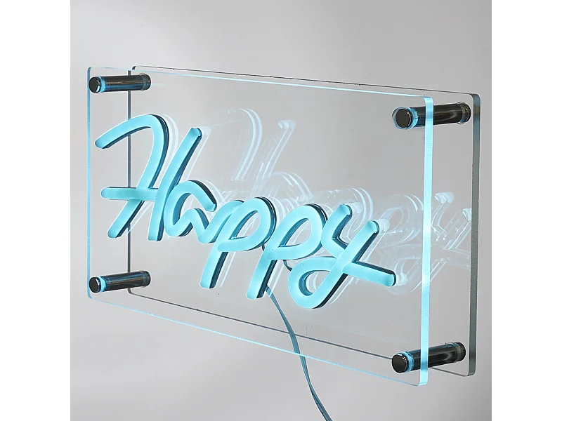 Lampe Acrylique Happy Bleu