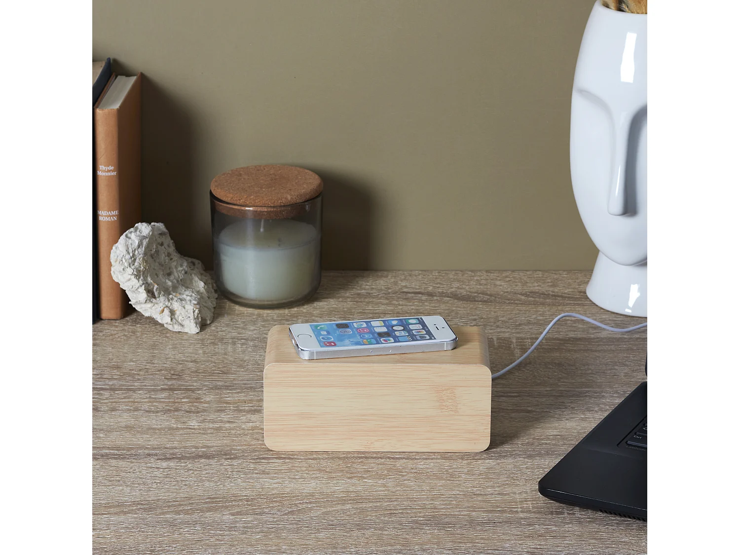 Reveil Chargeur A Induction 5w Marron