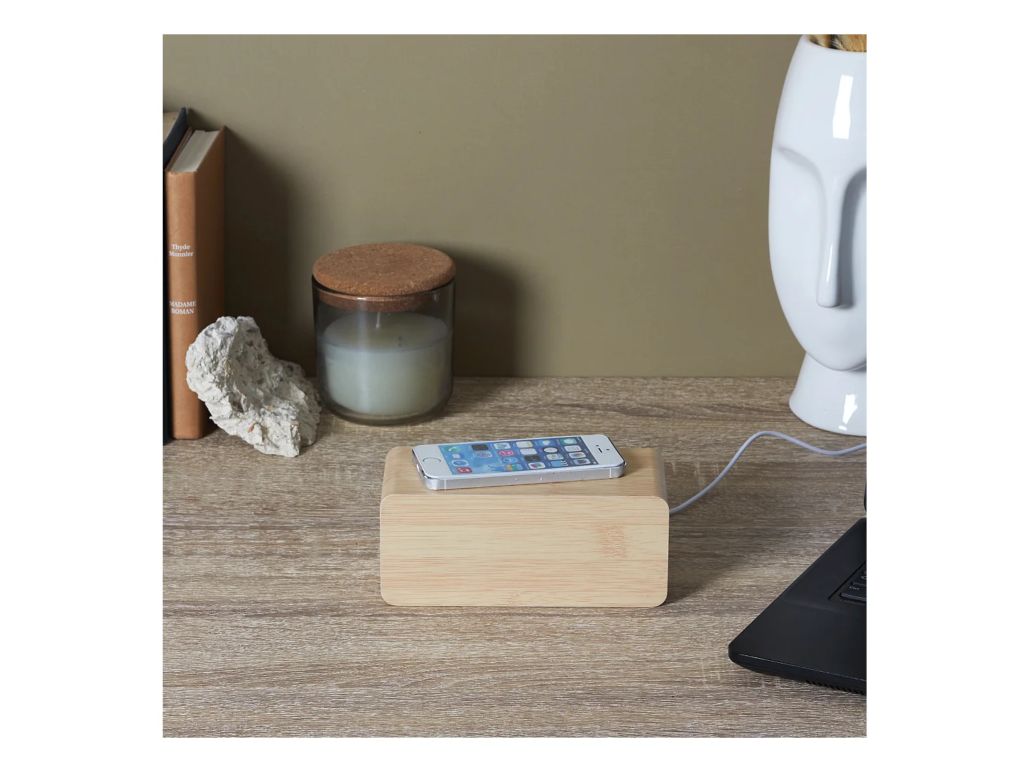 Reveil Chargeur A Induction 5w Marron