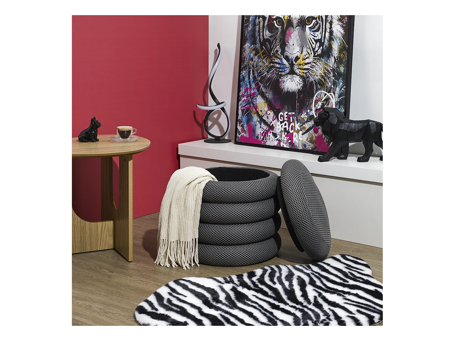 Pouf Rangement Atome Gris Gris