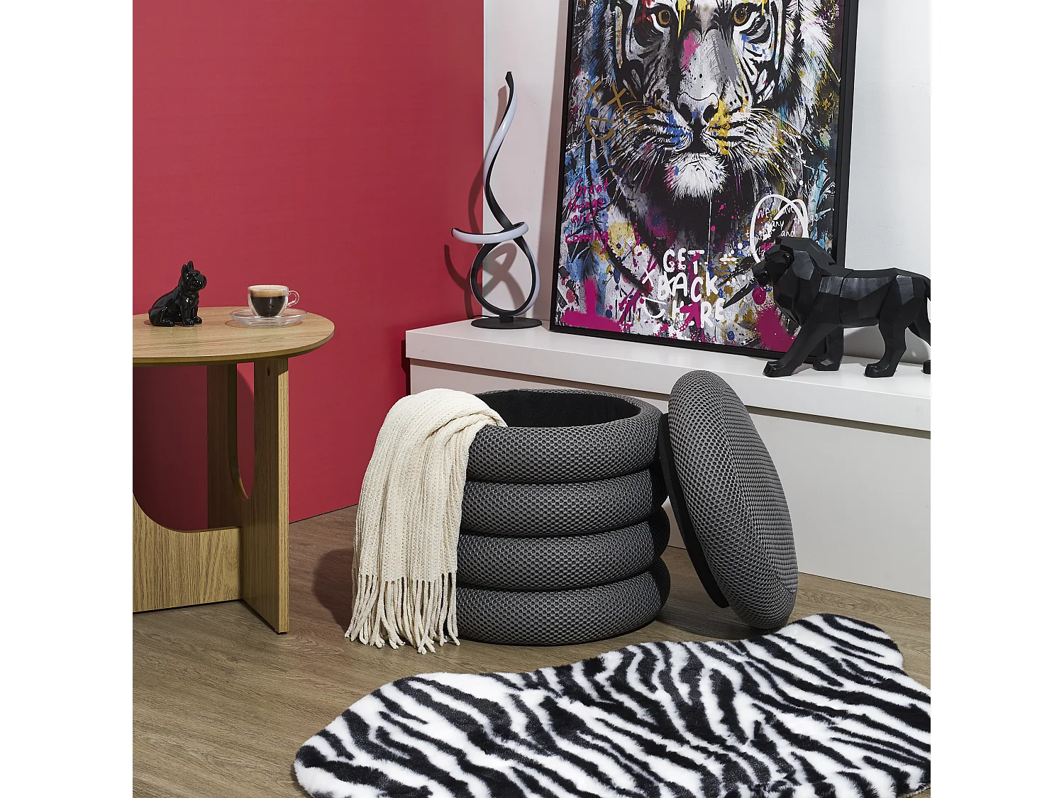 Pouf Rangement Atome Gris Gris