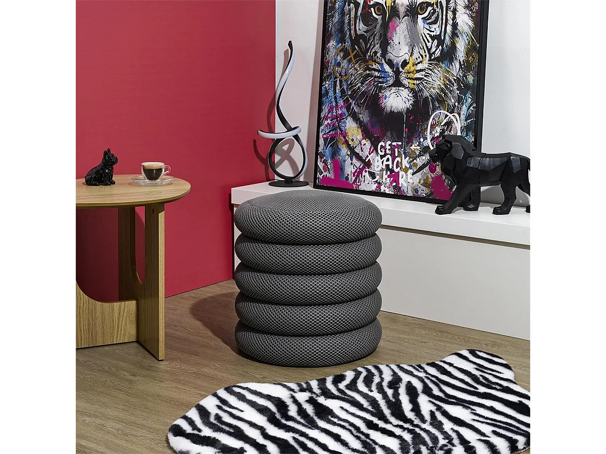 Pouf Rangement Atome Gris Gris