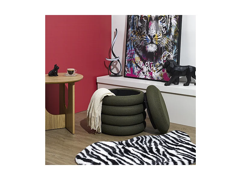 Pouf Rangement Atome Kaki Vert