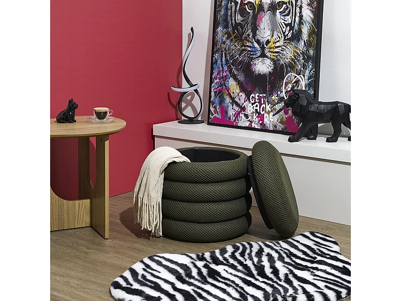 Pouf Rangement Atome Kaki Vert