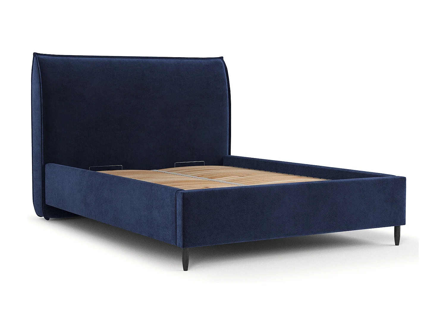 Lit capitonné Shell - 160 x 200 cm - velours - bleu marine