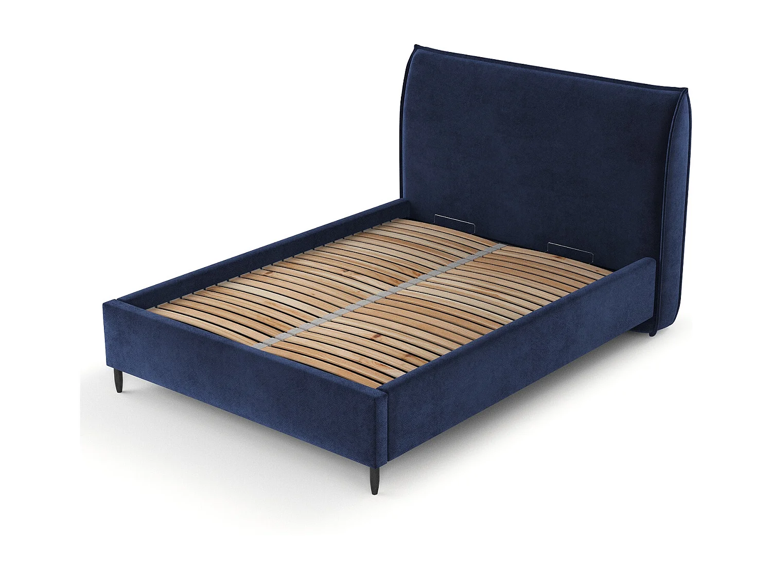 Lit capitonné Shell - 160 x 200 cm - velours - bleu marine