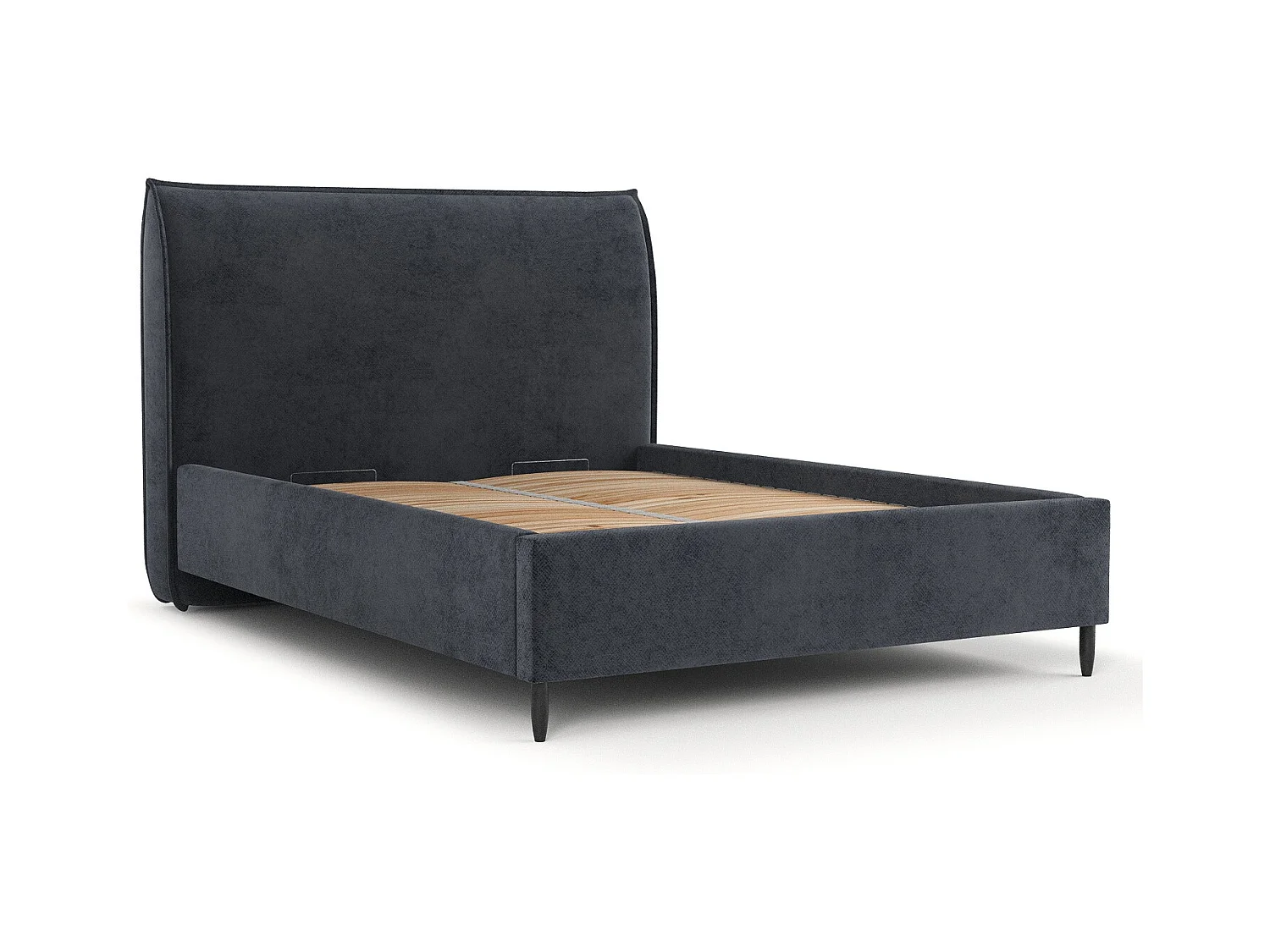 Polsterbett Shell - 180 x 200 cm - Samtstoff - anthrazit