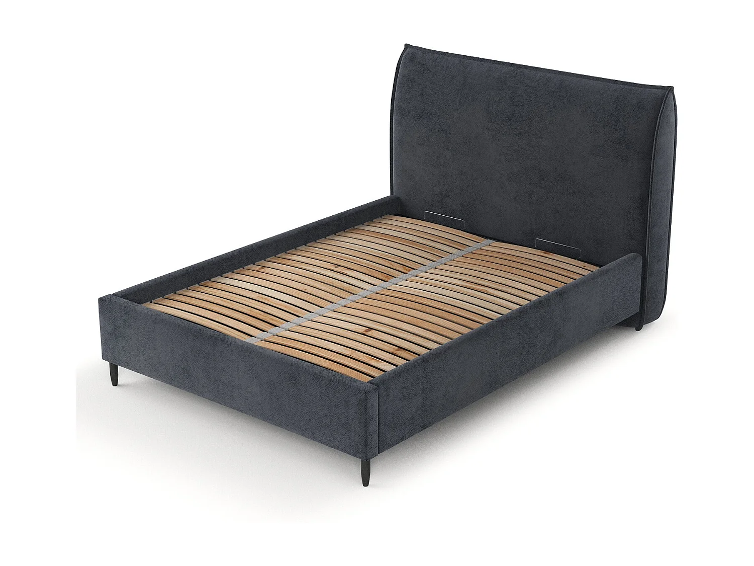 Polsterbett Shell - 180 x 200 cm - Samtstoff - anthrazit