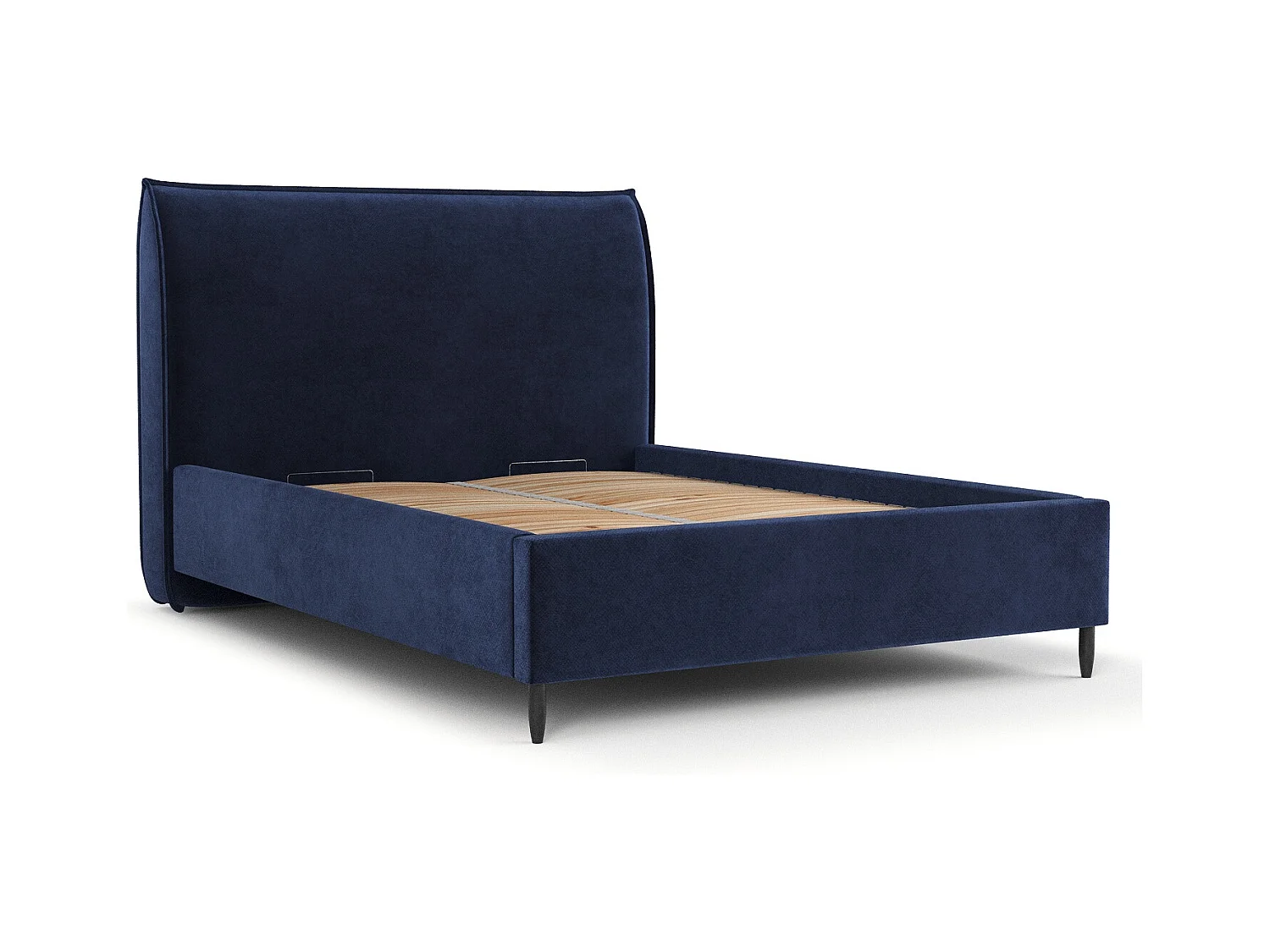 Lit capitonné Shell - 120 x 200 cm - velours - bleu marine