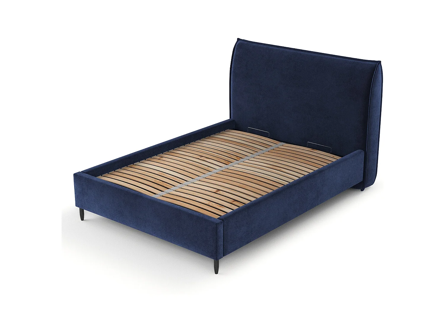 Lit capitonné Shell - 120 x 200 cm - velours - bleu marine