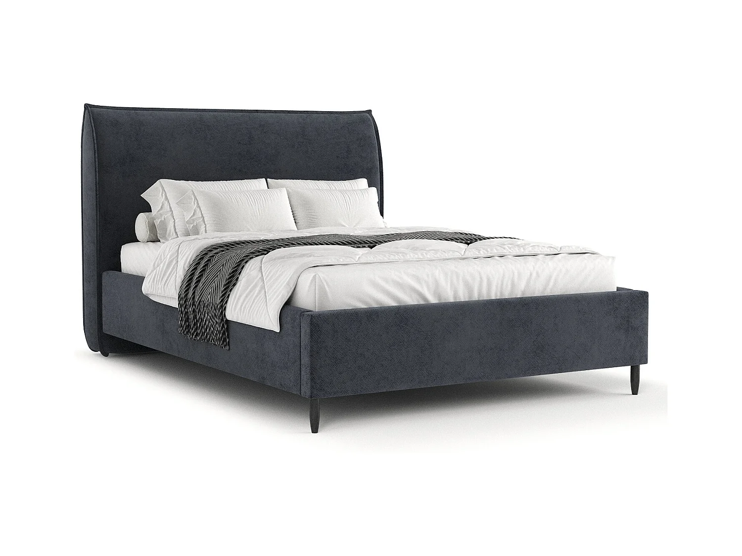 Polsterbett Shell - 120 x 200 cm - Samtstoff - anthrazit