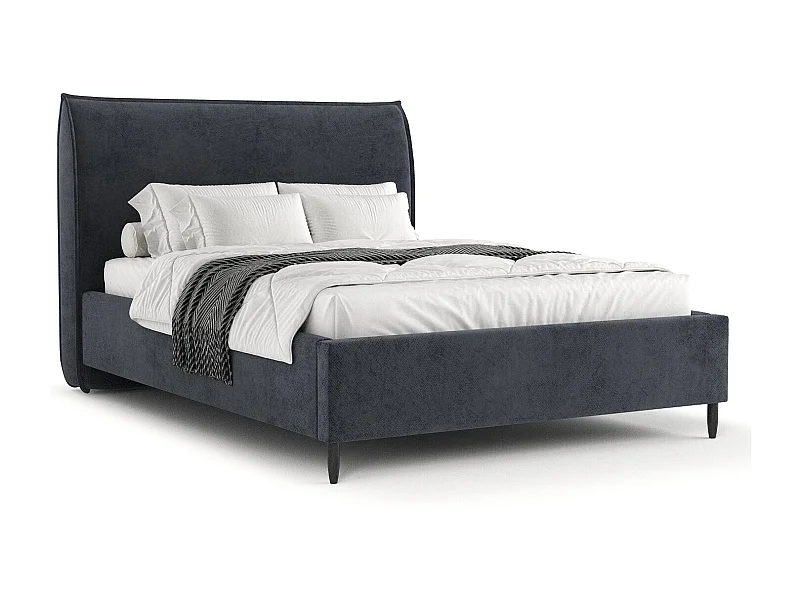 Polsterbett Shell - 120 x 200 cm - Samtstoff - anthrazit