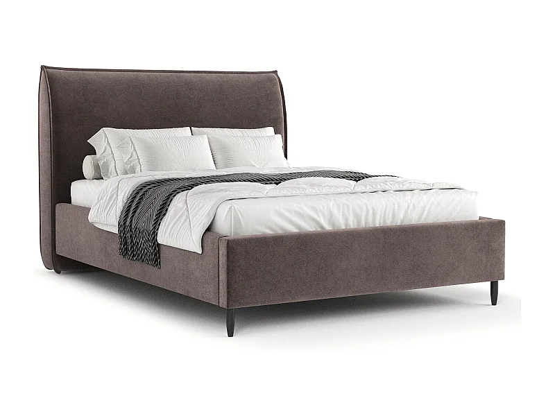 Polsterbett Shell - 180 x 200 cm - Samtstoff - braun