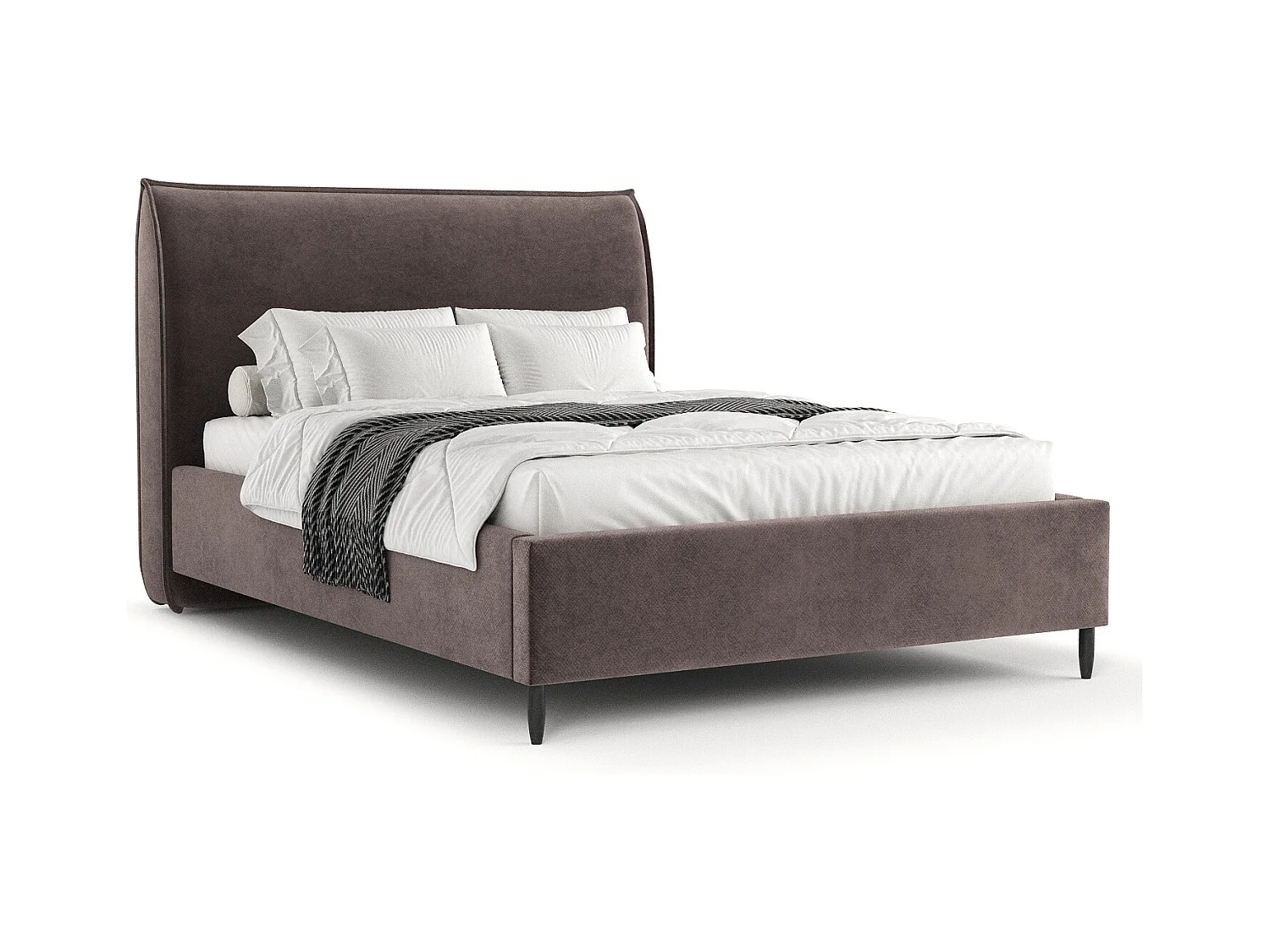 Polsterbett Shell - 180 x 200 cm - Samtstoff - braun