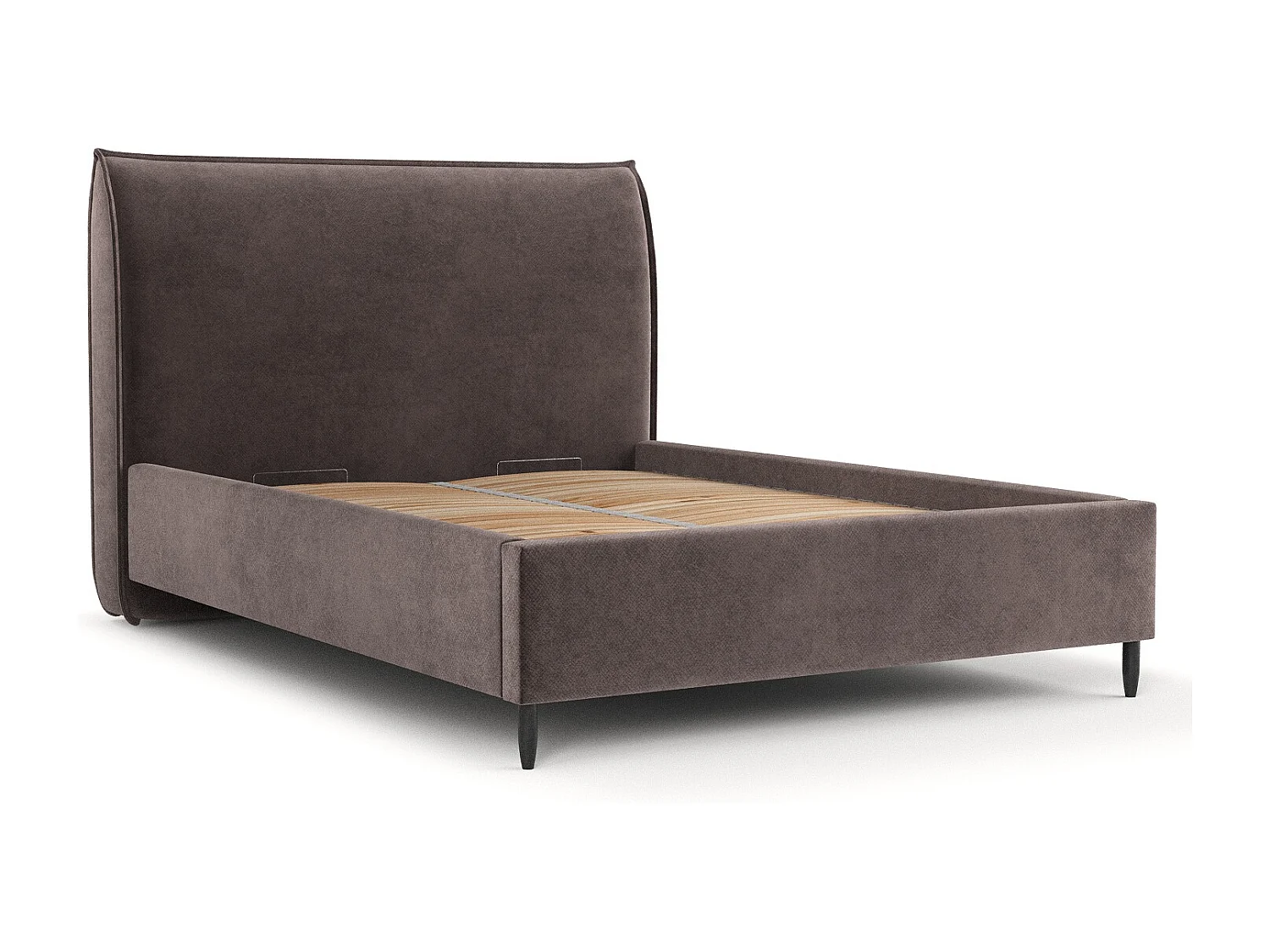 Polsterbett Shell - 180 x 200 cm - Samtstoff - braun