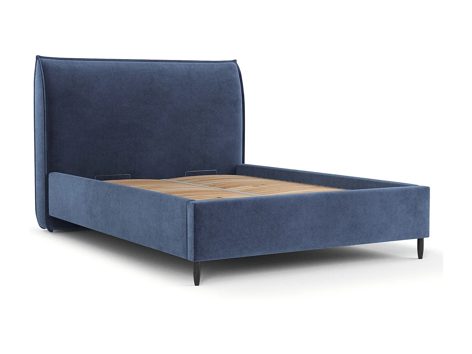 Lit capitonné Shell - 180 x 200 cm - velours - bleu