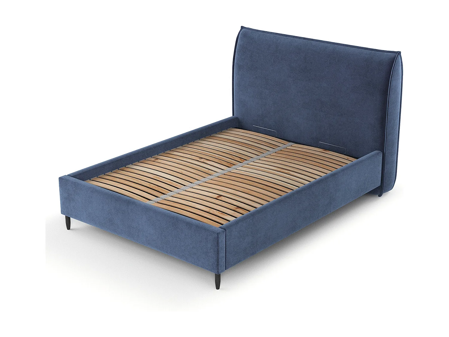 Polsterbett Shell - 180 x 200 cm - Samtstoff - blau