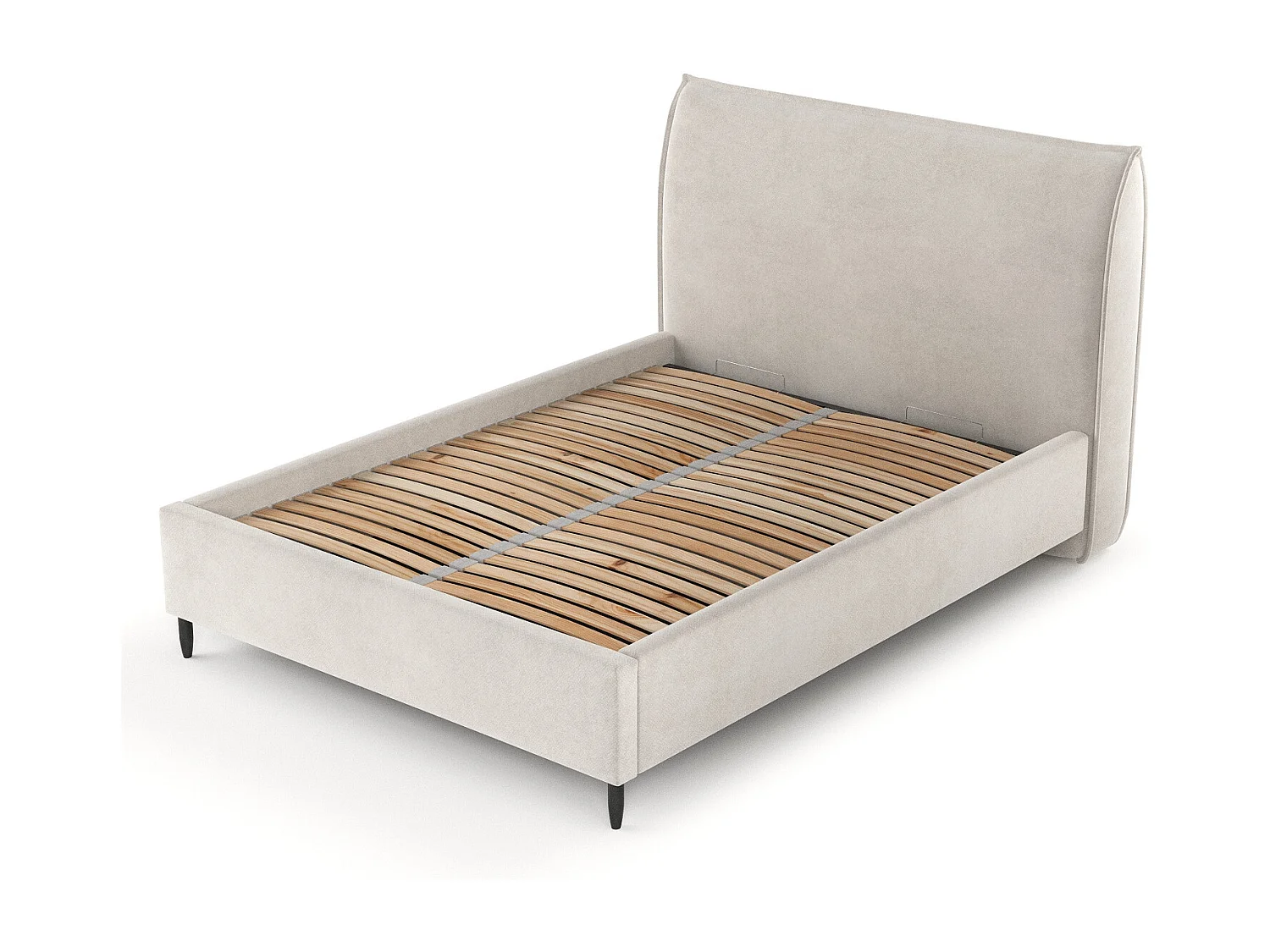 Polsterbett Shell - 180 x 200 cm - Samtstoff - hellbeige