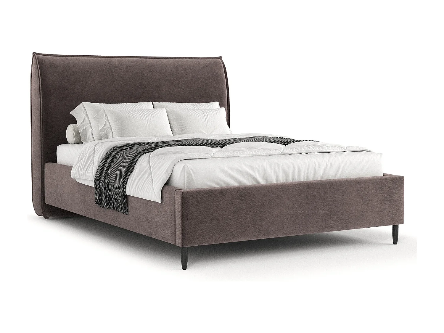 Polsterbett Shell - 160 x 200 cm - Samtstoff - braun